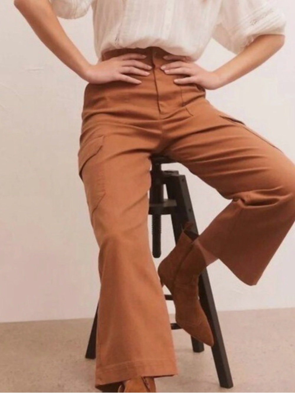 Z Supply Wide-Leg Cargo Pants — Caramel Brown. NWOT